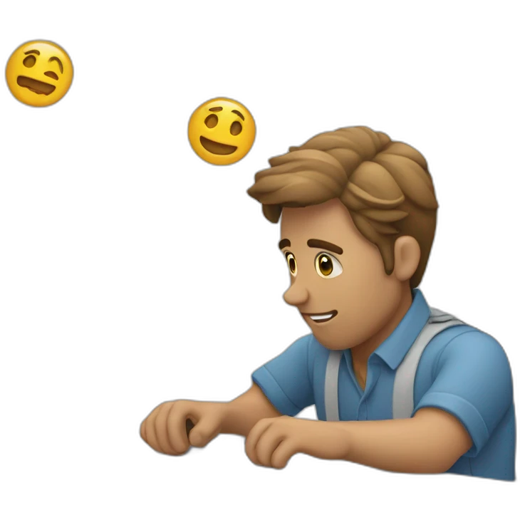 white man video editing on laptop emoji