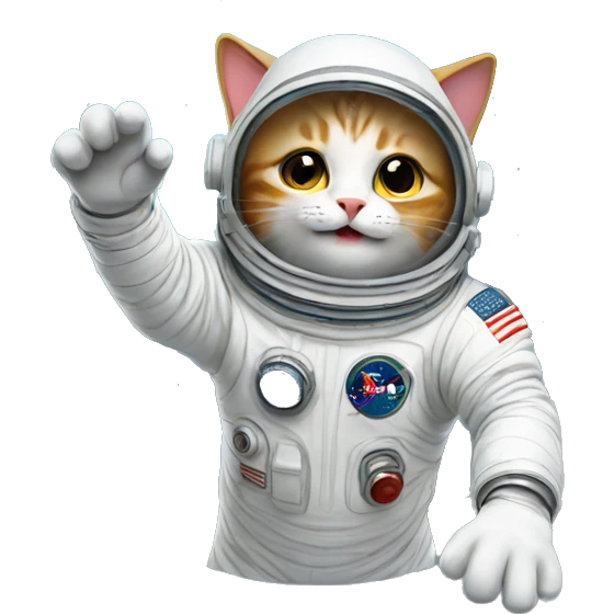Cartoon Astronaut cat waving emoji