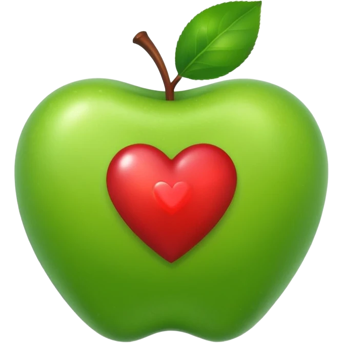 create a green apple that is shaped like a heart emoji