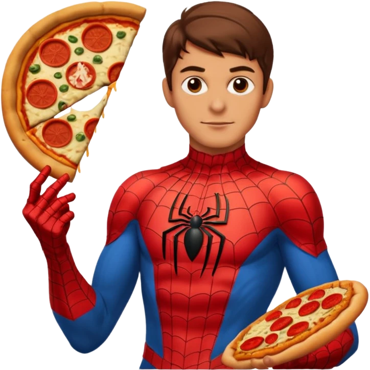 spiderman, wearing ancient custome, with pizza emoji