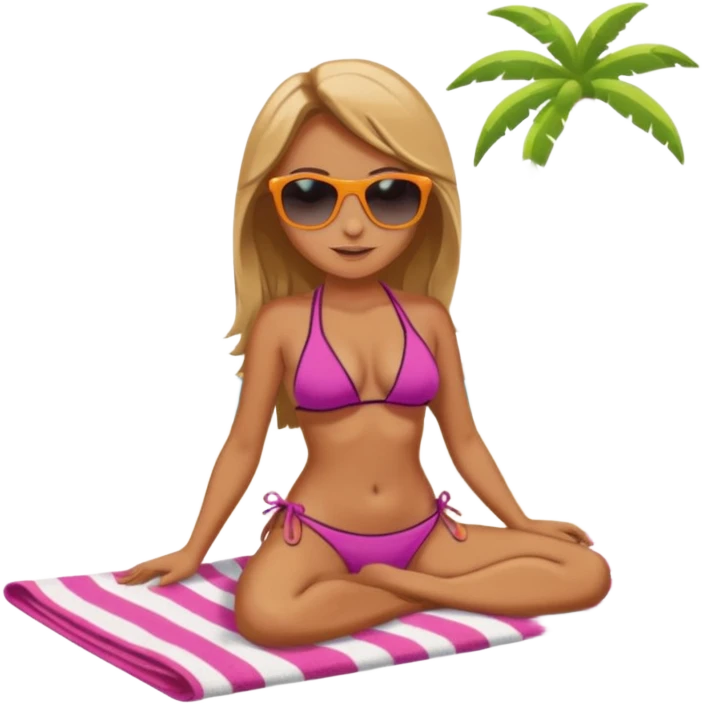 Chica tomando el sol en una playa emoji