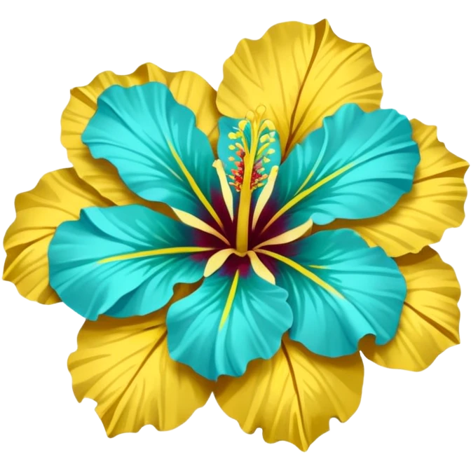 turquoise and  yellow flower hibicuss emoji