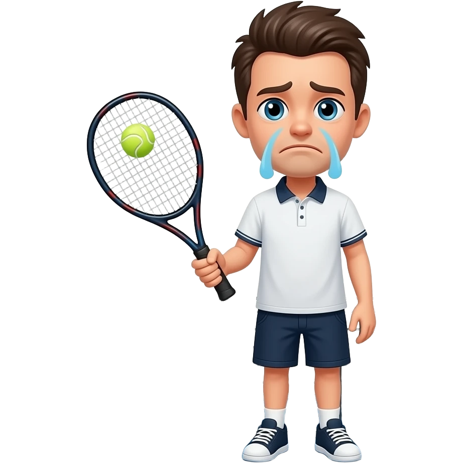 una persona triste porque a perdido un punto en el padel pero que se le vea el cuerpo la cara que sea triste pero graciosa emoji