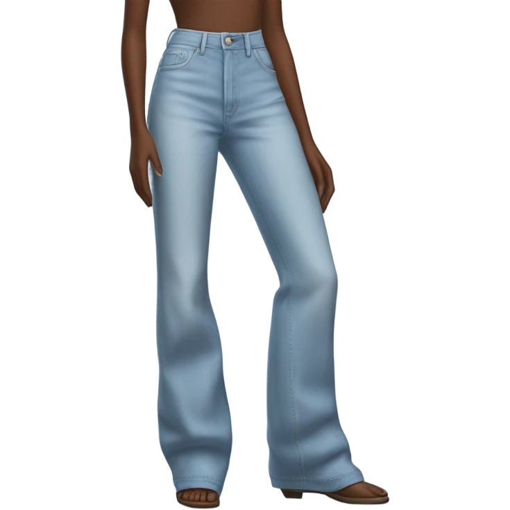Realistic Wide Long leg high waisted light blue jeans, isolated emoji