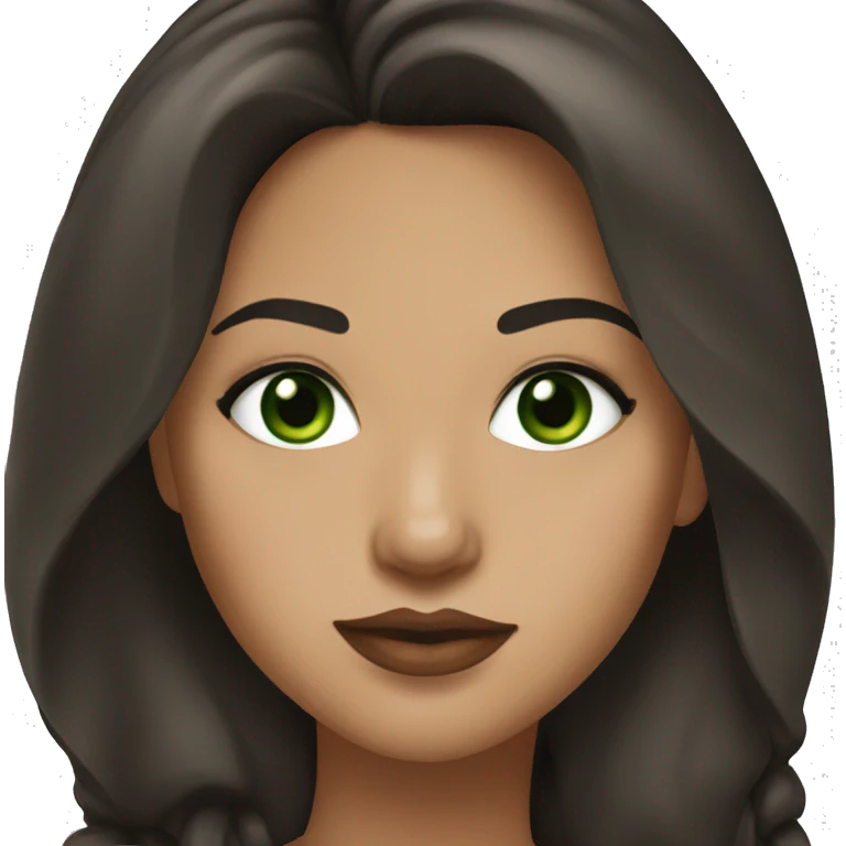 Dark brown hair,latina lips,green eyes emoji