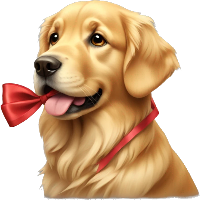 Golden Retriever with a bow  emoji