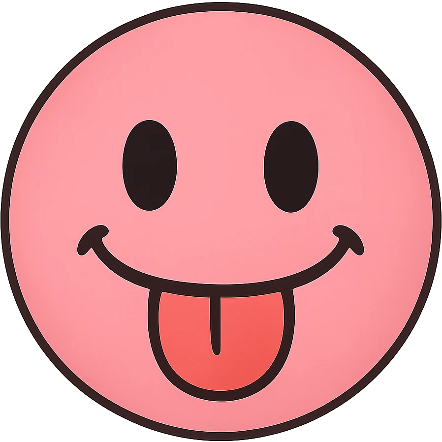 pink face with tongue out emoji, digital illustration emoji