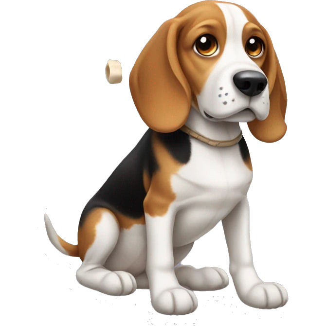 Beagle holding a bone  emoji