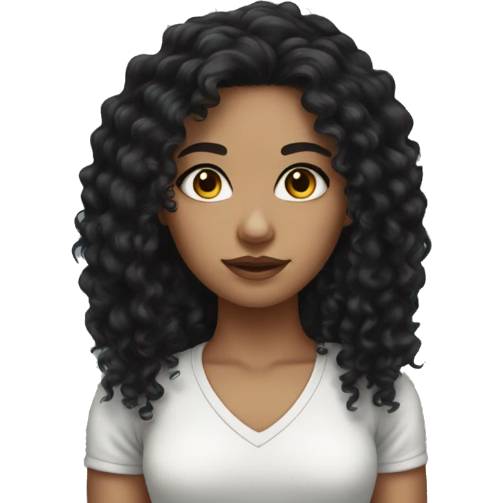 dark eyes girl long black curly hair with lashes emoji