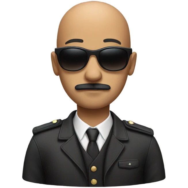bald man, cool, wearing sunglasses, soft moustache emoji
