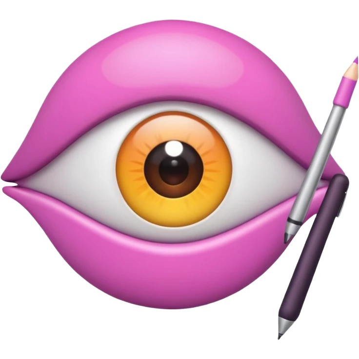 genera un emoji 3d en formato ios de un ojo con eyeliner rosa emoji