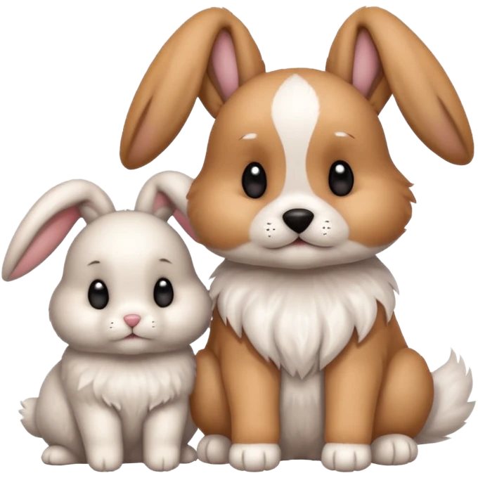 Dog sitting with bunny emoji