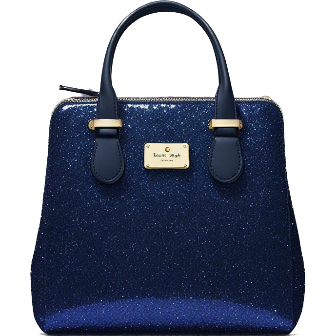 Realistic isolated navy blue glitter kate spade satchel purse.  emoji