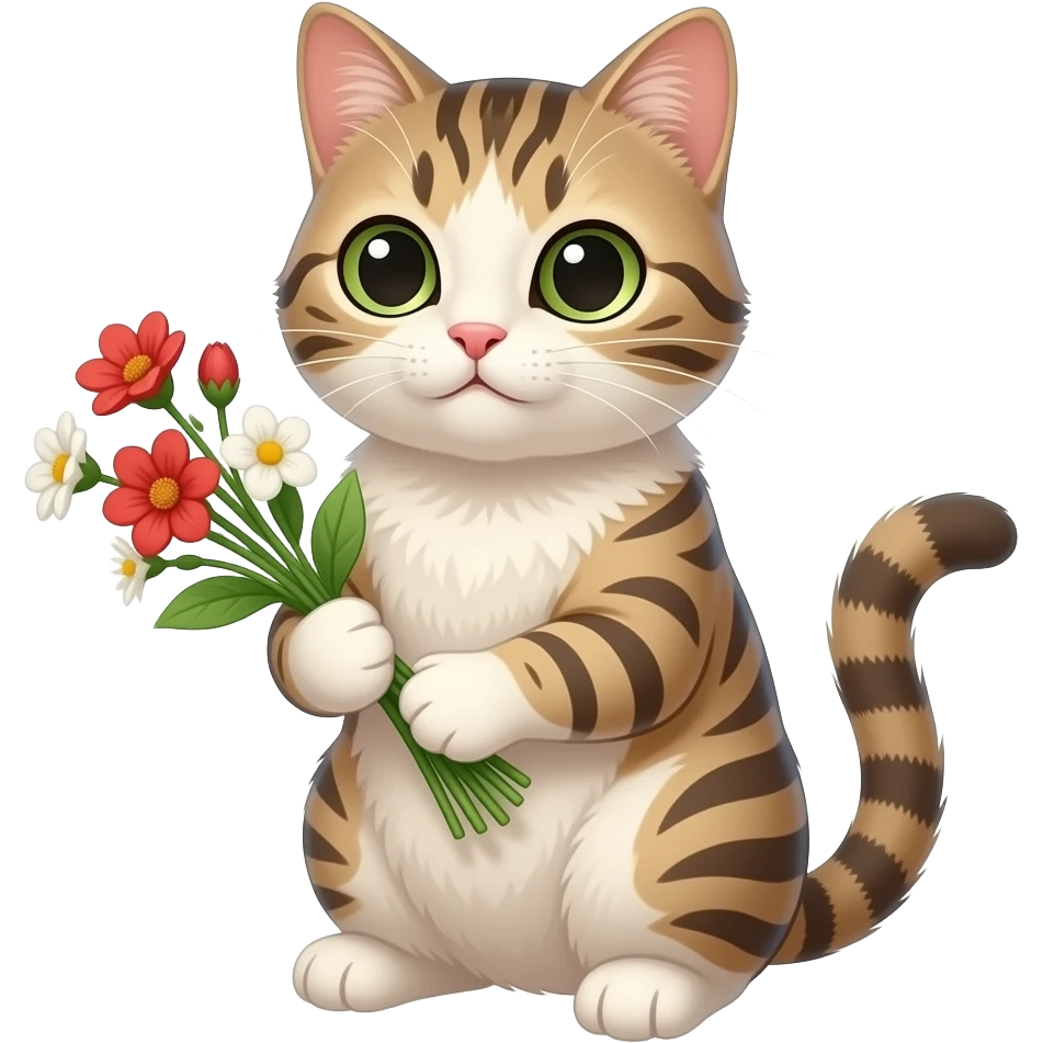 Cat holding flowers emoji