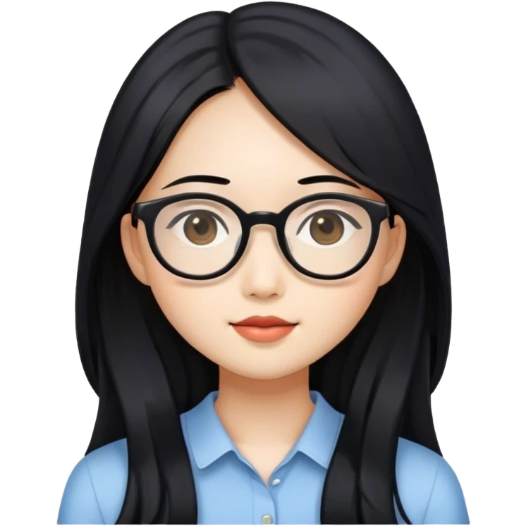 Long black hair pretty asian girl with glass emoji