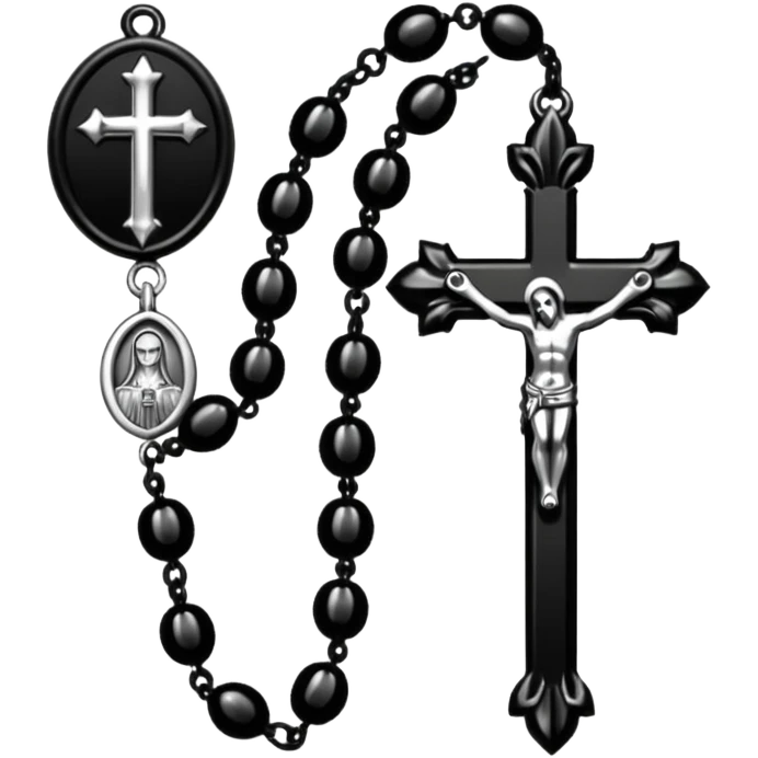 Gothic rosary with spikes instead of beads, dark iOS emoji style emoji
