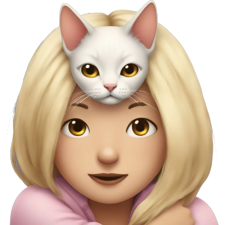 cat cuddles  human girl emoji