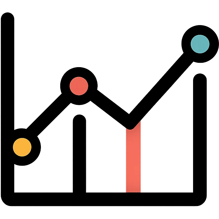 simple graph icon with colored lines and dots emoji