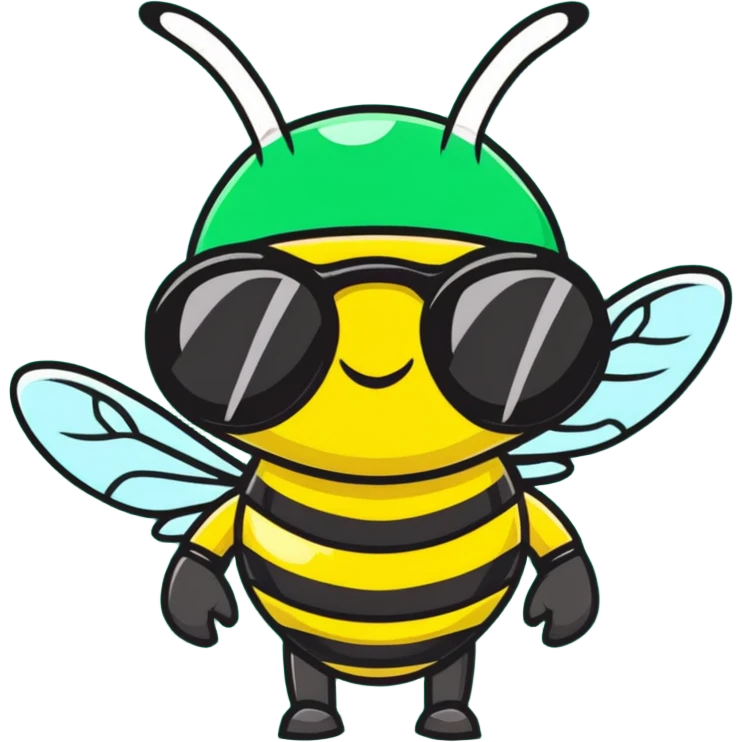 green bee wearing sunglasses emoji