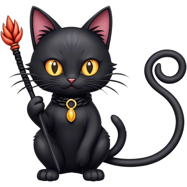 Black cat o nine tails whip emoji