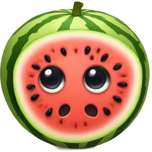 watermelon with big black eyes emoji