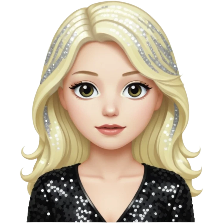 Emily Armstrong from Linkin Park with long platinum blonde hair, black sequin outfit  emoji