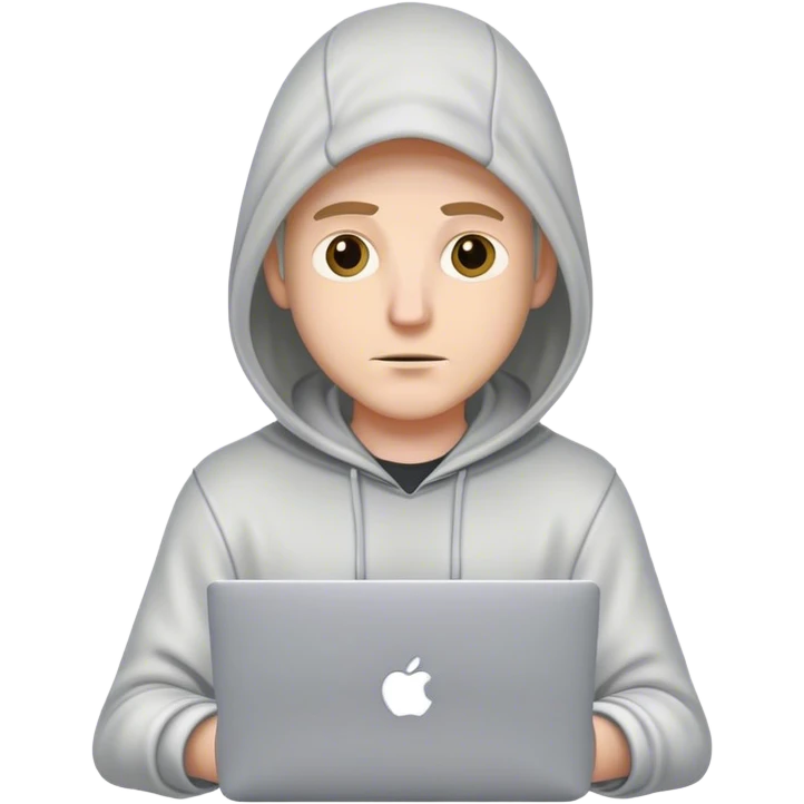 Homme blanc avec capuche et macbook emoji