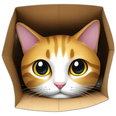 Cat hides in paper bag emoji