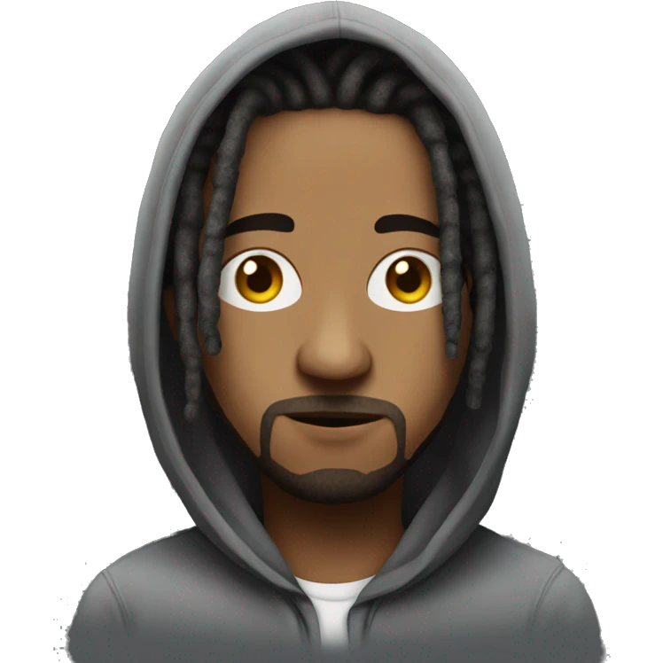 Guy with dreads being mysterious in a hoodie with hood on but still hair being visible  emoji