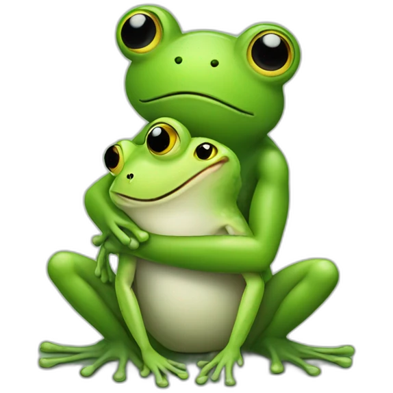 Frog hugs mouse emoji