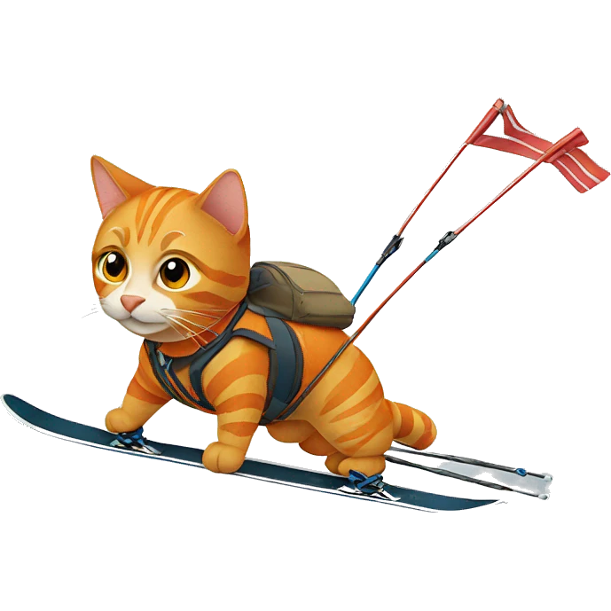 Orange tabby skiing emoji