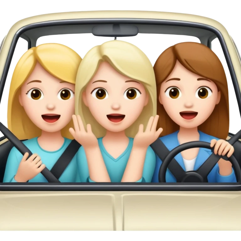 3 girls singing in a car emoji