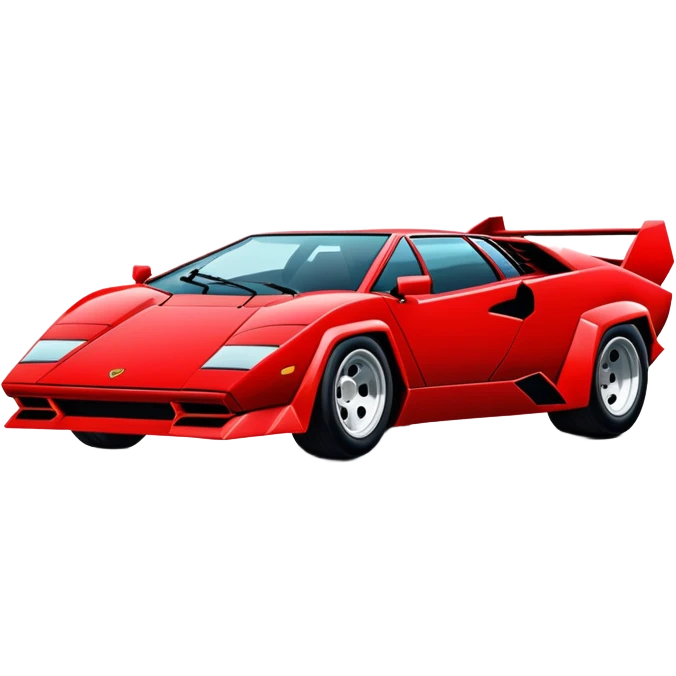 Simplified red Lamborghini Countach sports car, basic geometric shapes, minimal styling emoji