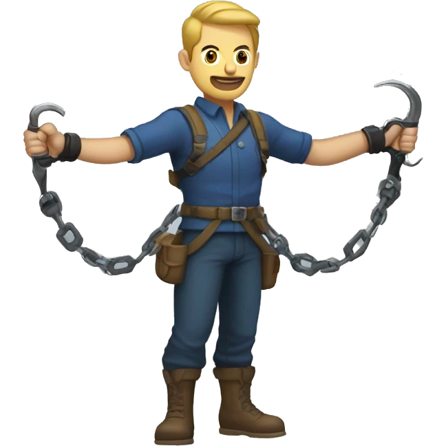 Man with grappling hook arm emoji
