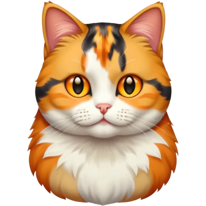 full body calico tabby cat with tiny head and fat body emoji