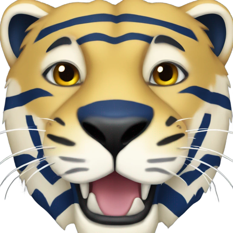 Yellow sabertooth with dark blue stripes emoji