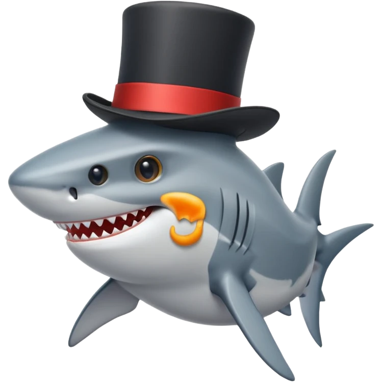 Shark with a top hat emoji