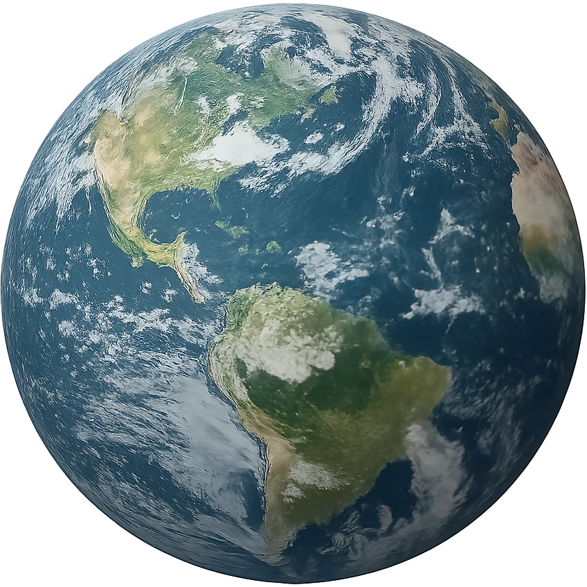 realistic planet earth sphere, no background emoji