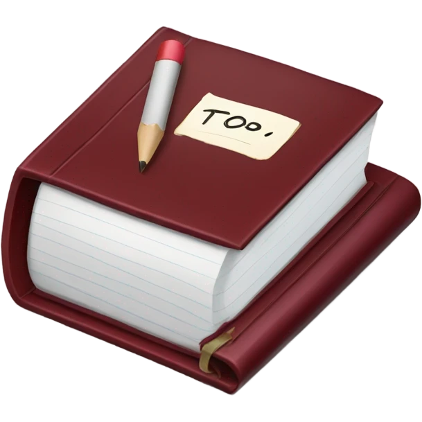 Dark red book with to do list emoji
