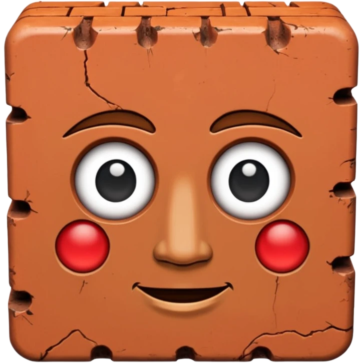 A brick with a face emoji