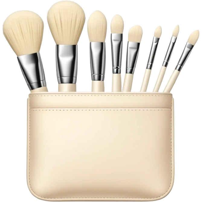 Cream make up brushes in case emoji