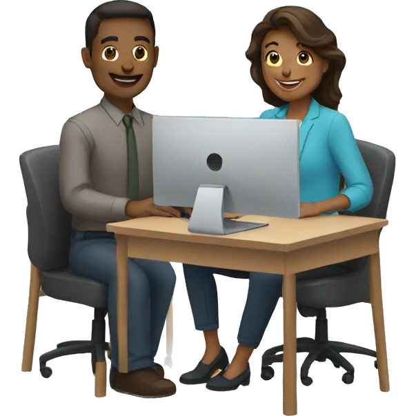 three people working together on computers emoji