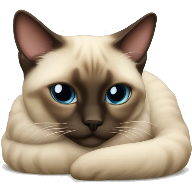 fluffy siamese cat curled up sleeping emoji