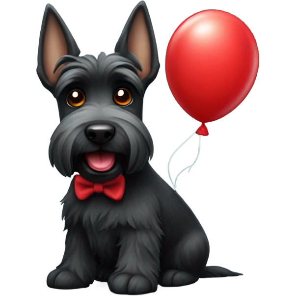 Scottish terrier with red balloon  emoji