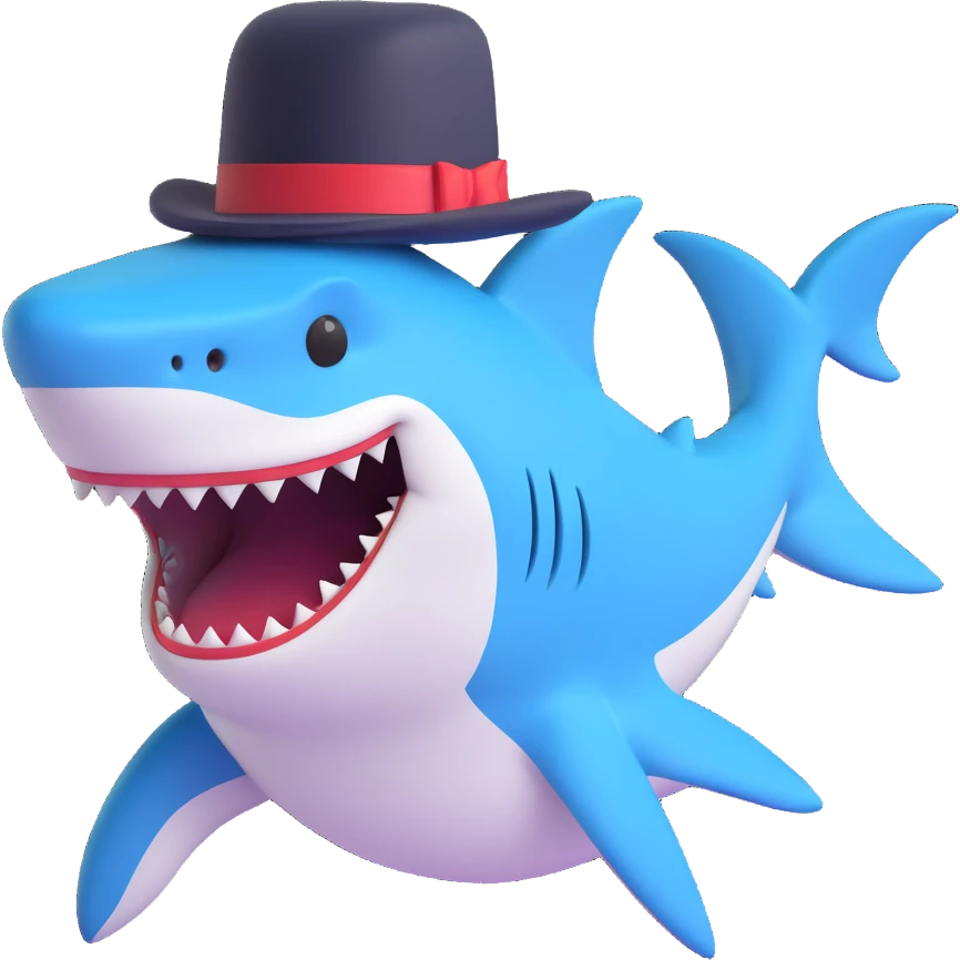 Shark with a top hat emoji