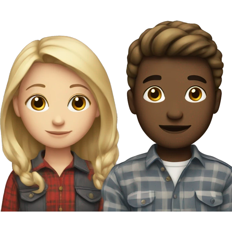 girl and boy in plaid emoji