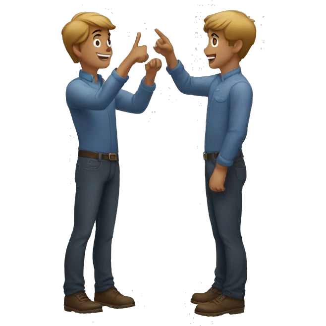 two guys pointing at each other emoji