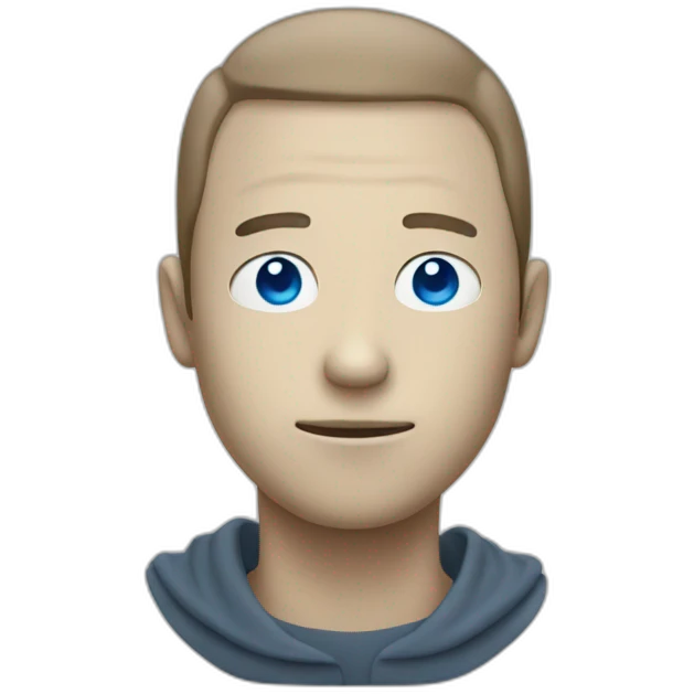 Blue man with White eyes and white mouth emoji