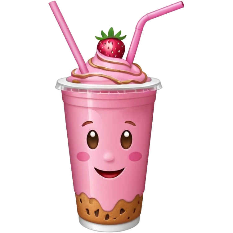 strawberry biscoff drink with lid and straw emoji