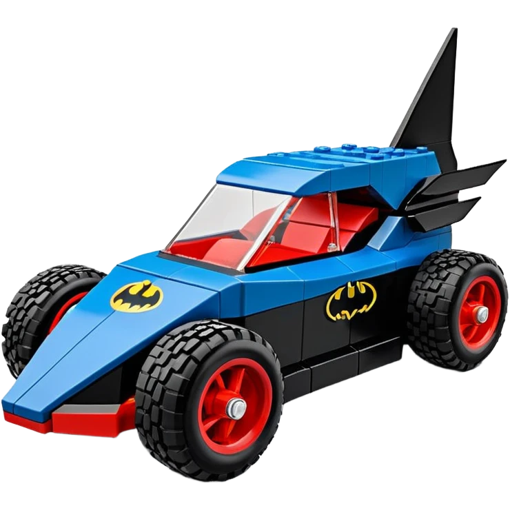 futuristic Lego Batmobile loosely based on 1956 freightliner van (flat long straight organically-shaped mechanical roomy interior seating inside the body) stealthy town hot rod desert dirt racing rwd buggy  emoji